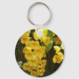 Hanging Yellow Orchids Tropical Flowers Keychain
