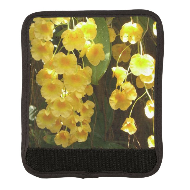 Hanging Yellow Orchids Tropical Flowers Luggage Handle Wrap (Front)