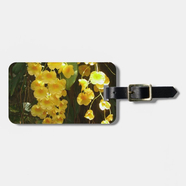 Hanging Yellow Orchids Tropical Flowers Luggage Tag (Front Horizontal)