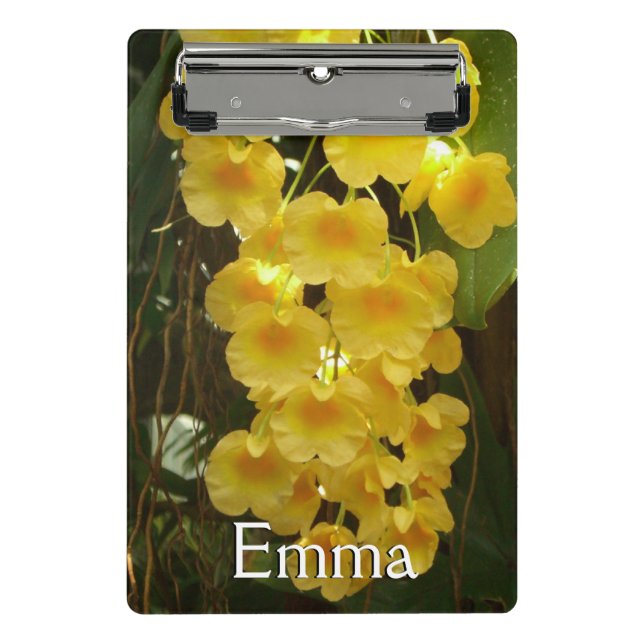 Hanging Yellow Orchids Tropical Flowers Mini Clipboard (Front)