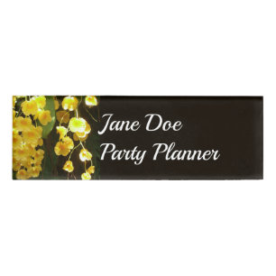 Hanging Yellow Orchids Tropical Flowers Name Tag