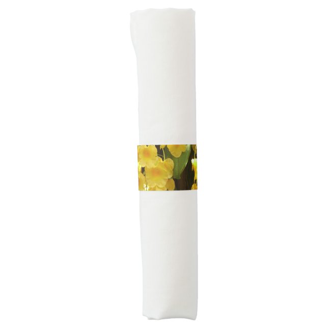 Hanging Yellow Orchids Tropical Flowers Napkin Bands (Front)