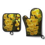 Hanging Yellow Orchids Tropical Flowers Oven Mitt & Pot Holder Set