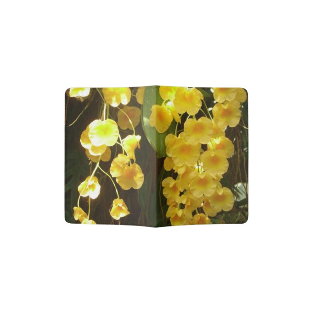 Hanging Yellow Orchids Tropical Flowers Passport Holder (Opened)