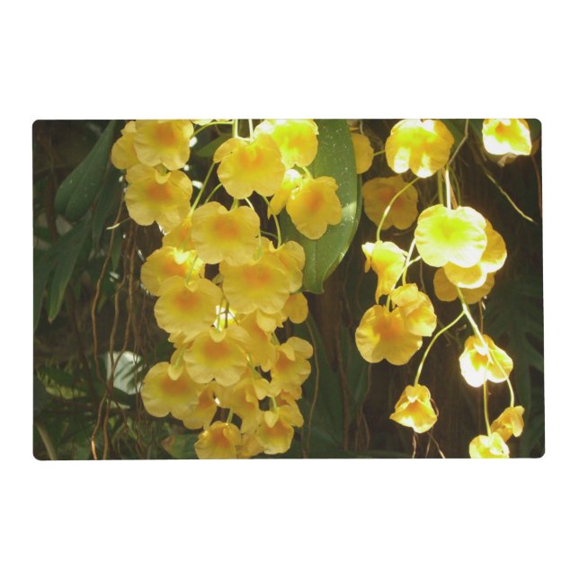 Hanging Yellow Orchids Tropical Flowers Placemat (Front)