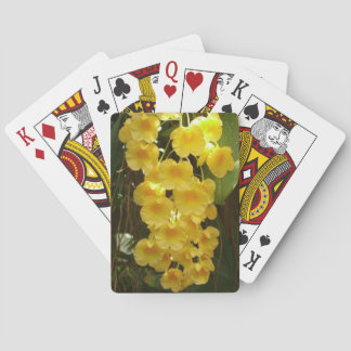 Hanging Yellow Orchids Tropical Flowers Poker Cards