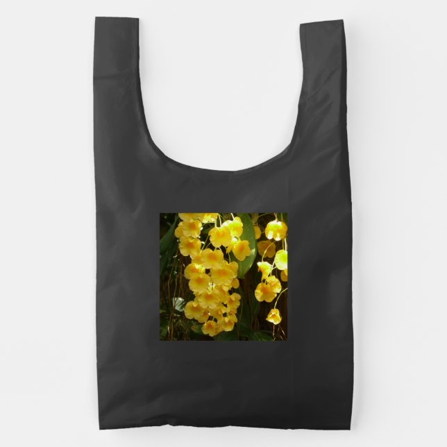 Hanging Yellow Orchids Tropical Flowers Reusable Bag (Front)