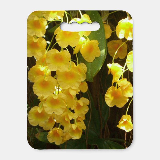 Hanging Yellow Orchids Tropical Flowers Seat Cushion (Front Vertical)