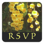 Hanging Yellow Orchids Tropical Flowers Square Sticker