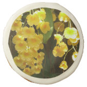 Hanging Yellow Orchids Tropical Flowers Sugar Cookie (Front)