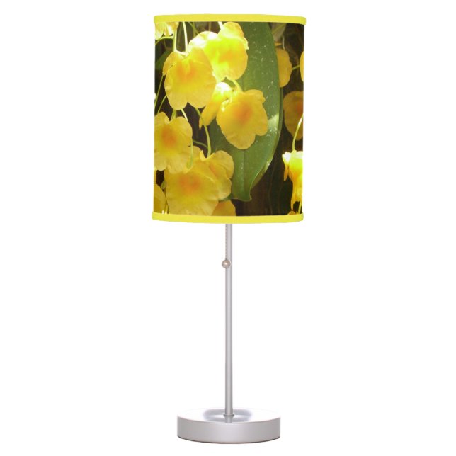 Hanging Yellow Orchids Tropical Flowers Table Lamp (Front)
