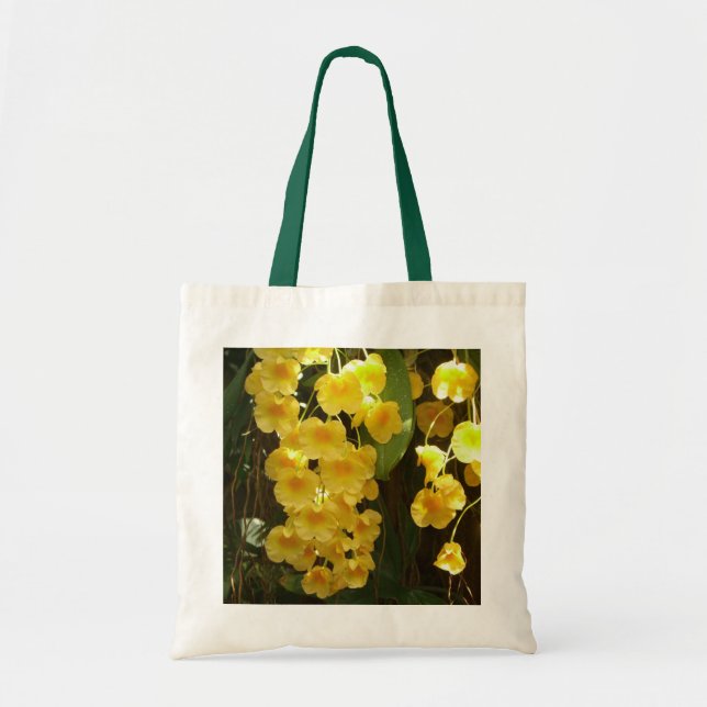 Hanging Yellow Orchids Tropical Flowers Tote Bag (Front)