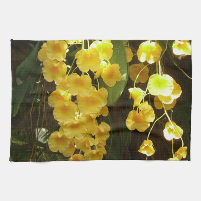 Hanging Yellow Orchids Tropical Flowers Towel (Horizontal)