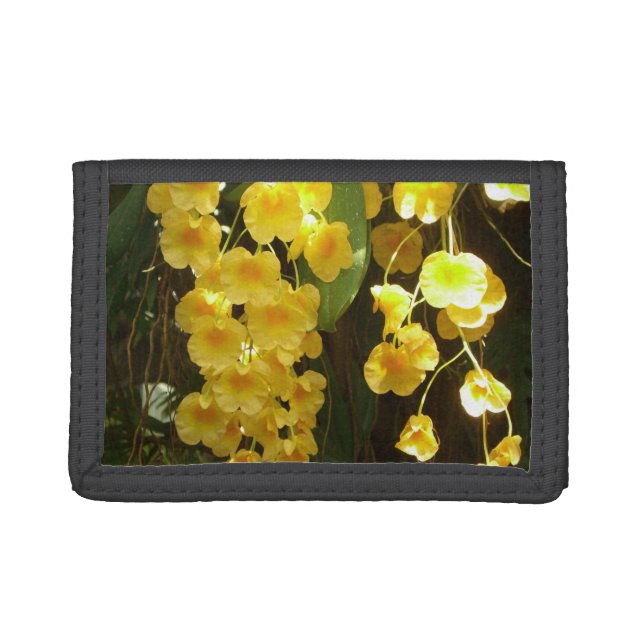 Hanging Yellow Orchids Tropical Flowers Tri-fold Wallet (Front)