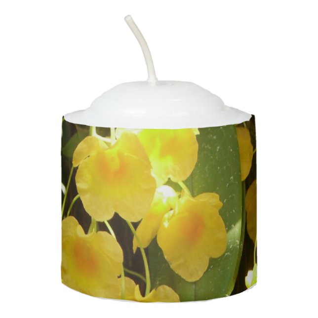 Hanging Yellow Orchids Tropical Flowers Votive Candle (Front)