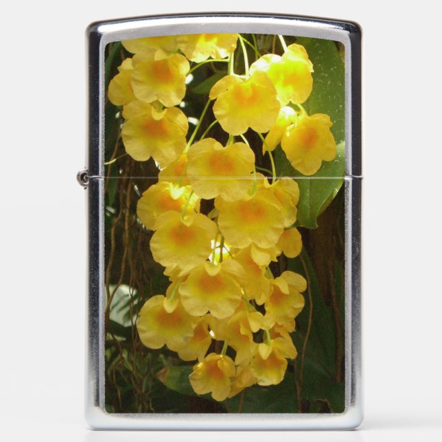 Hanging Yellow Orchids Tropical Flowers Zippo Lighter (Front)