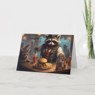 Hangover card for customers or bartenders critters