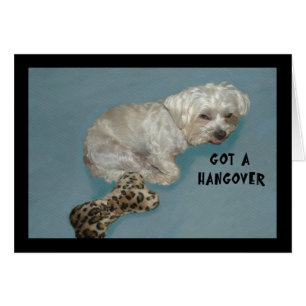 Hangover Card with White Lhasa Dog