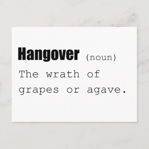 Hangover Definition Funny Postcard
