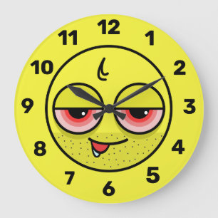 Hangover Face Emoji Large Clock