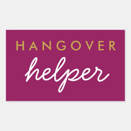 Hangover Helper Wedding Favor Magenta Gold Rectangular Sticker