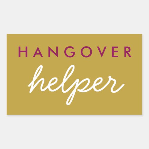 Hangover Helper Wedding Favor Magenta Gold Rectangular Sticker