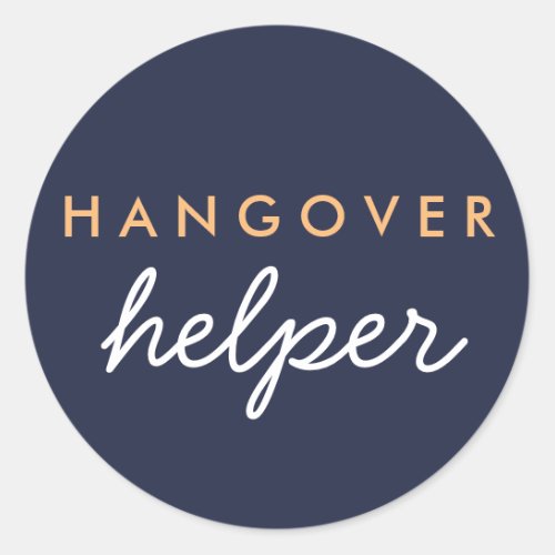 Hangover Helper Wedding Favor Sticker Navy Peach