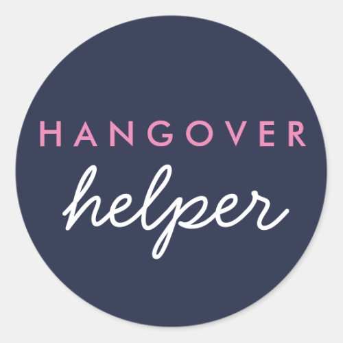 Hangover Helper Wedding Favor Sticker Navy Pink