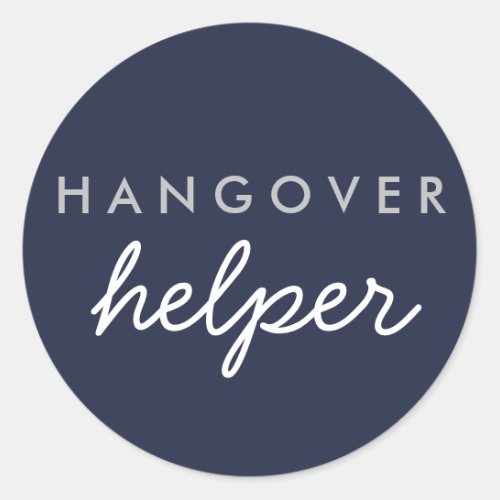 Hangover Helper Wedding Favor Sticker Navy Silver