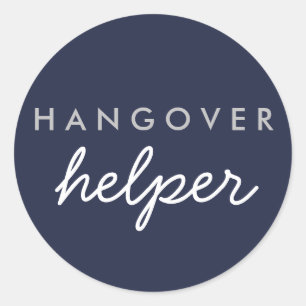 Hangover Helper Wedding Favor Sticker Navy Silver
