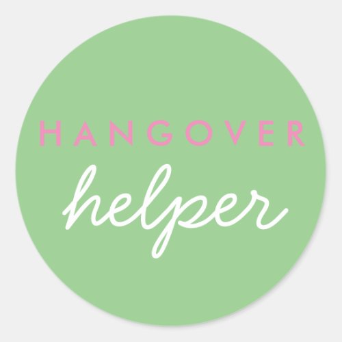 Hangover Helper Wedding Favor Sticker Sage Pink