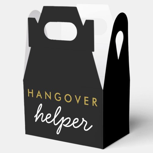 Hangover Helper Wedding Favor w Hashtag Black Gold Favor Boxes