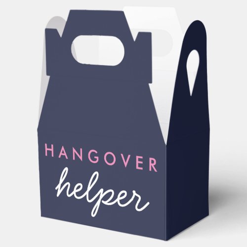 Hangover Helper Wedding Favor w Hashtag Navy Pink Favor Boxes