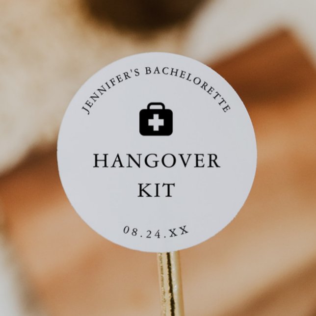 Hangover Kit Bachelorette Party Favor Classic Round Sticker (Creator Uploaded)