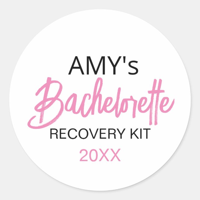 Hangover Kit Bachelorette Party Favor Classic Round Sticker (Front)