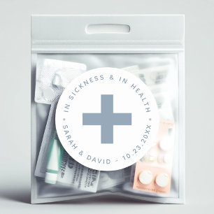 Hangover Kit Dusty Blue Cross In Sickness & Health Classic Round Sticker