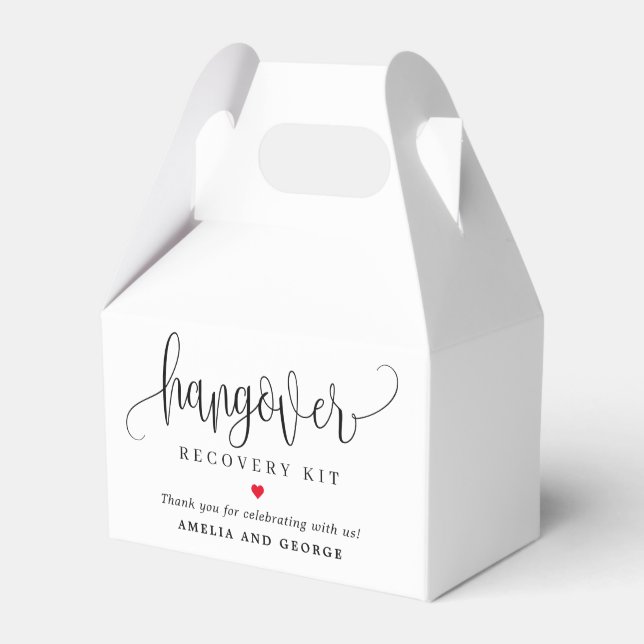 Hangover Kit Editable Color Lovely Calligraphy Favor Boxes (Front Side)