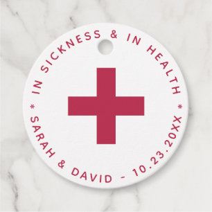 Hangover Kit In Sickness and Health Modern Magenta Favor Tags