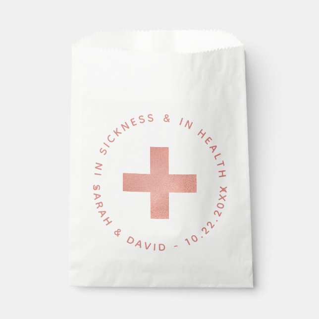 Hangover Kit In Sickness and in Health Pink Cross  Favor Bag (Front)
