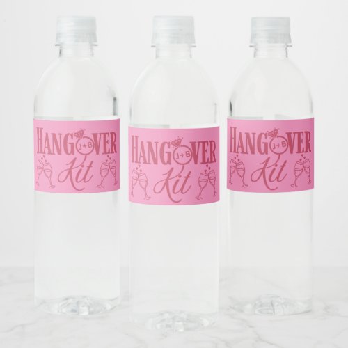 Hangover Kit_Magenta and Pink Wedding Water Bottle Label