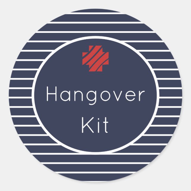Hangover Kit Navy and White Striped Stickers (Front)