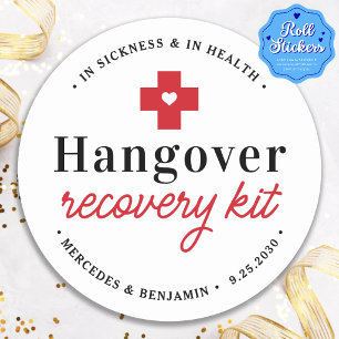 Hangover Recovery Kit Personalized Wedding Favor Classic Round Sticker