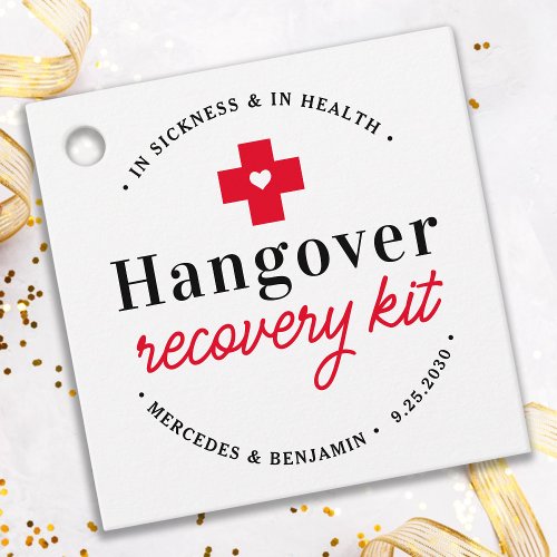 Hangover Recovery Kit Personalized Wedding Party Favor Tags