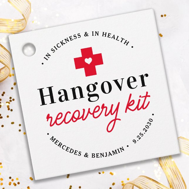 Hangover Recovery Kit Personalized Wedding Party Favor Tags (Creator Uploaded)
