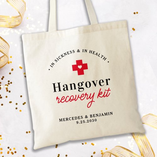 Hangover Recovery Kit Personalized Wedding  Tote Bag