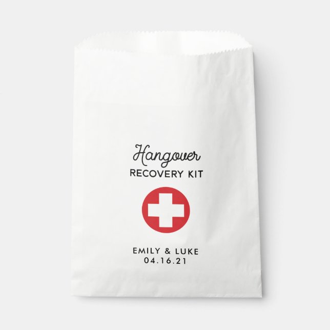 Hangover Recovery Kit, Wedding Recovery Kit Favor Bag (Front)