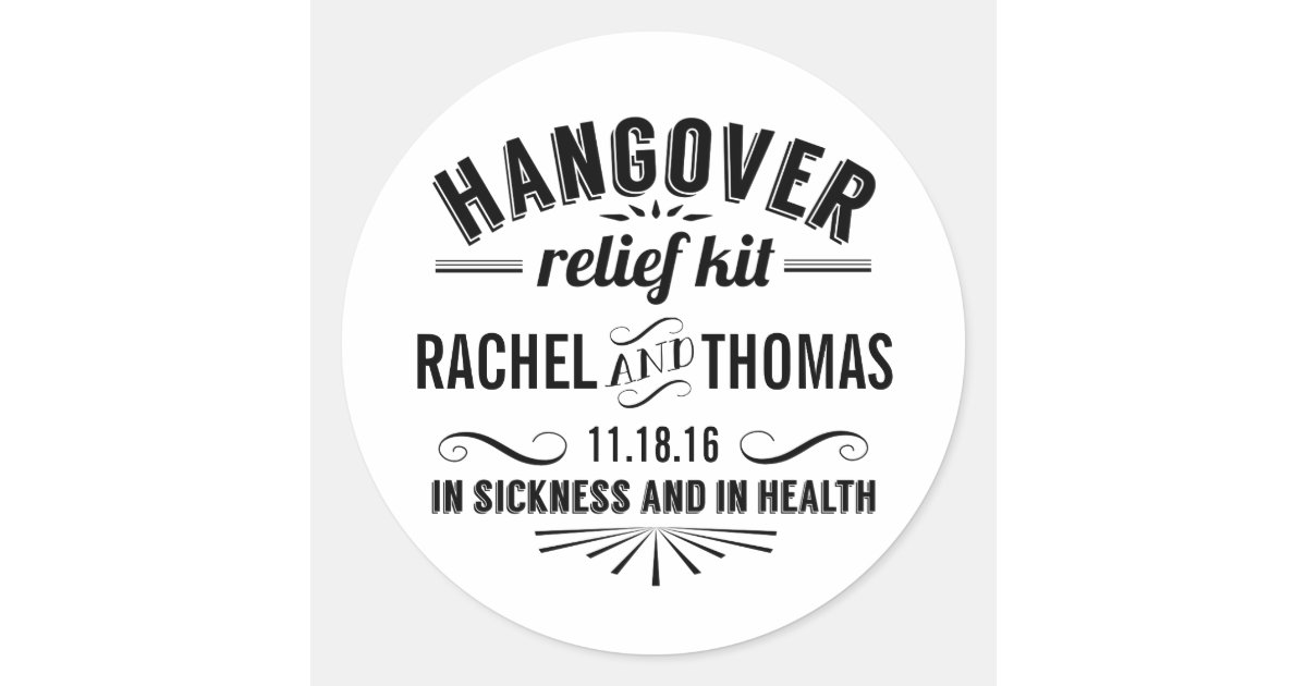 hangover-relief-kit-apothecary-wedding-favor-classic-round-sticker for Free Printable Hangover Kit Tags Printable Hangover Relief Kit | Apothecary Wedding Favor Classic Round Sticker for Free Printable Hangover Kit Tags Printable