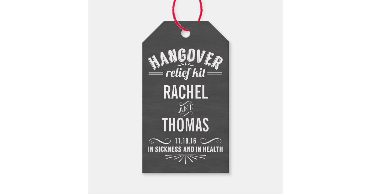 hangover relief kit chalkboard wedding favor gift tags