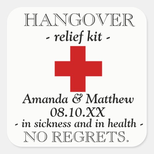 Hangover Relief Kit Favor Sticker