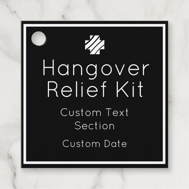 Hangover Relief Kit Favor Tags (Front)